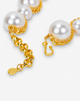 Amora Chunky Pearl Heart Chain – Ivory/Gold necklace with oversized pearls and gold heart pendant.