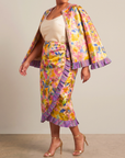 Camille Floral Jacquard Ruffled Wrap Skirt