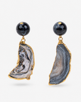 Chrysallis Agate Dangles - Black/Gold,Earrings, Sassy Jones,