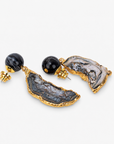 Chrysallis Agate Dangles - Black/Gold,Earrings, Sassy Jones,