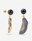 Chrysallis Agate Dangles - Black/Gold,Earrings, Sassy Jones,