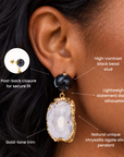 Chrysallis Agate Dangles - Black/Gold,Earrings, Sassy Jones,