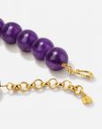Chrysallis Purple Agate Druzy statement necklace featuring oversized polished agate beads and a one of a kind druzy agate centerpiece.