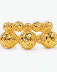 Dina Gold Openwork Sculptural Sphere 2 Piece Stretch Bracelet Stack featuring oversized and petite gold globes.