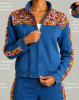 The Gemma Crystal Jogger Jacket - Denim,Clothing, Sassy Jones,