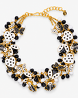 Lovebug 18k Brooch Bib - Black/White,Necklaces, Sassy Jones,