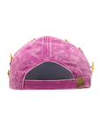 Pink distressed denim ballcap featuring removable butterfly, ladybug, heart, and floral crystal brooch pins by Sassy Jones.