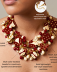 Lovebug 18k Brooch Bib - Crimson/Cream,Necklaces, Sassy Jones,