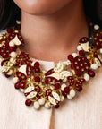 Lovebug 18k Brooch Bib - Crimson/Cream