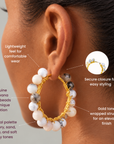 Makemba Botswana Agate Hoops - Ivory Estate,Earrings, Sassy Jones,