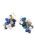 statement earrings for women, dangle earrings with gemstones, lapis lazuli earrings, artisan earrings, blue stone earrings, bold fashion earrings, clustered bead earrings, luxury statement earrings, modern gemstone earrings, boutique earrings for women