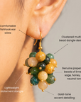 Makemba Jasper Beaded Dangles in Emerald Legacy featuring clustered green, golden yellow and cream jasper beads.