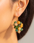 Makemba Jasper Beaded Dangles in Emerald Legacy featuring clustered green, golden yellow and cream jasper beads.
