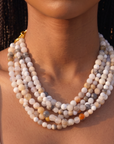 Makemba Botswana Agate Beaded Collar Chain - Ivory Estate