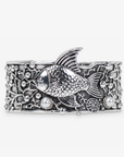 Paloma Silver Adjustable Angel Fish Cuff featuring a sculpted fish, pearl accents and intricate underwater detailing.