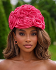Rosette Ruffle Chiffon Cap - Petal Pink
