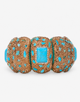 Soraya Luxe Stretch Bracelet in Teal featuring oversized sculptural segments with blue green stone and crystal accents.