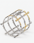 Trinity 18K Cross Sparkling Cuff,Bracelets, Sassy Jones,