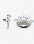 Vintage inspired crown statement earrings featuring pavé style crystal detailing and pearl embellishments.