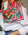 luxury scarves for women, square fashion scarf, statement scarf accessory, boutique scarves, modern women’s accessories, designer-style scarves, versatile scarves, fashion scarves for outfits, chic women’s scarves