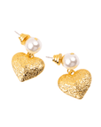 Amora Pearl Heart Dangles - Ivory/Gold,Earrings, Sassy Jones,