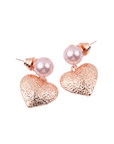 Amora Pearl Heart Dangles - Pink/Rose Gold,Earrings, Sassy Jones,