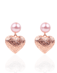 Amora Pearl Heart Dangles - Pink/Rose Gold,Earrings, Sassy Jones,