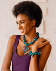 Amora Pearl Heart Dangles - Rainbow Teal,Earrings, Sassy Jones,
