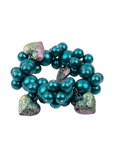 Amora Pearl Heart Stretch Bracelet - Rainbow Teal,Bracelets, Sassy Jones,