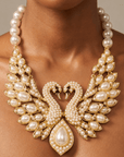 Anastasia Pearl Swan Statement Hinge Bib,Necklaces, Sassy Jones,