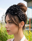 Angelique Ruffle Headband - Black,Headbands, Sassy Jones,