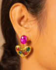 Arabella Crystal Heart Dangles,Earrings, Sassy Jones,