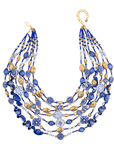 Caliope 2 - in - 1 Beaded Leather Necklace - Fine China Blue,Necklaces, Sassy Jones,