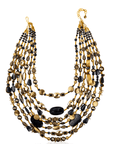 Caliope 2 - in - 1 Beaded Leather Necklace - Golden Onyx,Necklaces, Sassy Jones,
