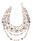 Caliope 2 - in - 1 Beaded Leather Necklace - Modern Greige,Necklaces, Sassy Jones,