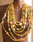Caliope 2 - in - 1 Beaded Leather Statement Necklace - Sienna Sage,Necklaces, Sassy Jones,