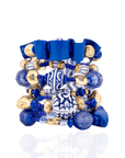 Caliope 6pc Leather Stretch Bracelet Stack - Fine China Blue,Bracelets, Sassy Jones,