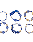 Caliope 6pc Leather Stretch Bracelet Stack - Fine China Blue,Bracelets, Sassy Jones,