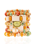 Caliope 6pc Leather Stretch Bracelet Stack - Sienna Sage,Bracelets, Sassy Jones,