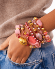 Caliope 6pc Leather Stretch Bracelet Stack - Strawberry Truffle,Bracelets, Sassy Jones,