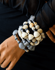 Caliope Beaded 6pc Leather Stretch Bracelet Stack - Modern Greige,Bracelets, Sassy Jones,