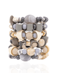 Caliope Beaded 6pc Leather Stretch Bracelet Stack - Modern Greige,Bracelets, Sassy Jones,