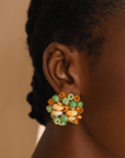 Caliope Beaded Cluster Earrings - Sienna Sage,Earrings, Sassy Jones,