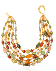 Caliope Beaded Leather Collar Chain - Sienna Sage,Necklaces, Sassy Jones,