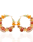 Caliope Beaded Leather Hoops - Sienna Sage,Earrings, Sassy Jones,
