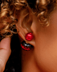 Caliope Double Studs - Crimson,Earrings, Sassy Jones,