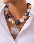 Chrysallis Agate Chunky Chain - Black/Gold,Necklaces, Sassy Jones,