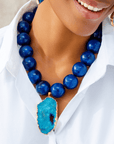 Chrysallis Agate Chunky Chain - Midnight Blue,Necklaces, Sassy Jones,