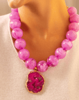 Chrysallis Agate Chunky Chain - Power Pink,Necklaces, Sassy Jones,
