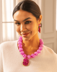 Chrysallis Agate Chunky Chain - Power Pink,Necklaces, Sassy Jones,